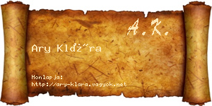 Ary Klára névjegykártya