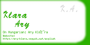 klara ary business card